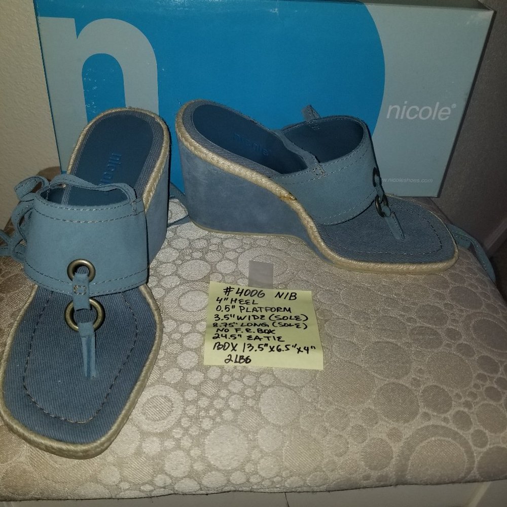 #4006 NIB Nicole Blue Suede Lace up Espadrile 7.5M